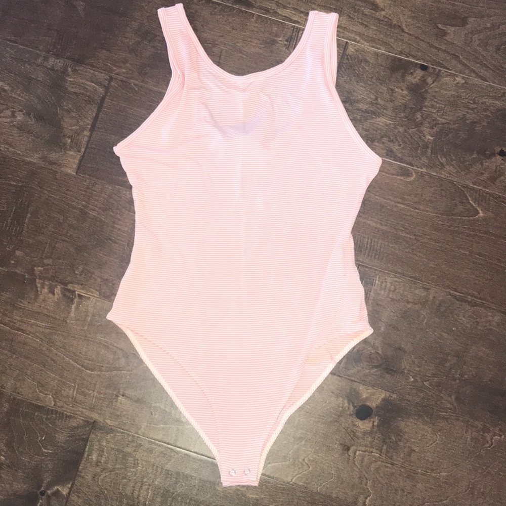 Pink striped bodysuit